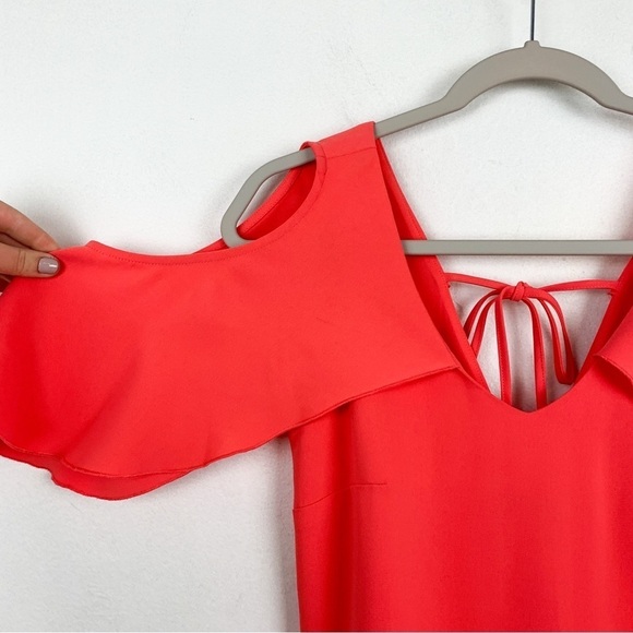 Trina Turk Womens Traverse Ruffle Sleeve Dress in Coral Lilly Sz XS - Picture 6 of 8
